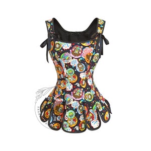 Retro Comic Print Overbust Corset: Steel Boned Cotton Canvas