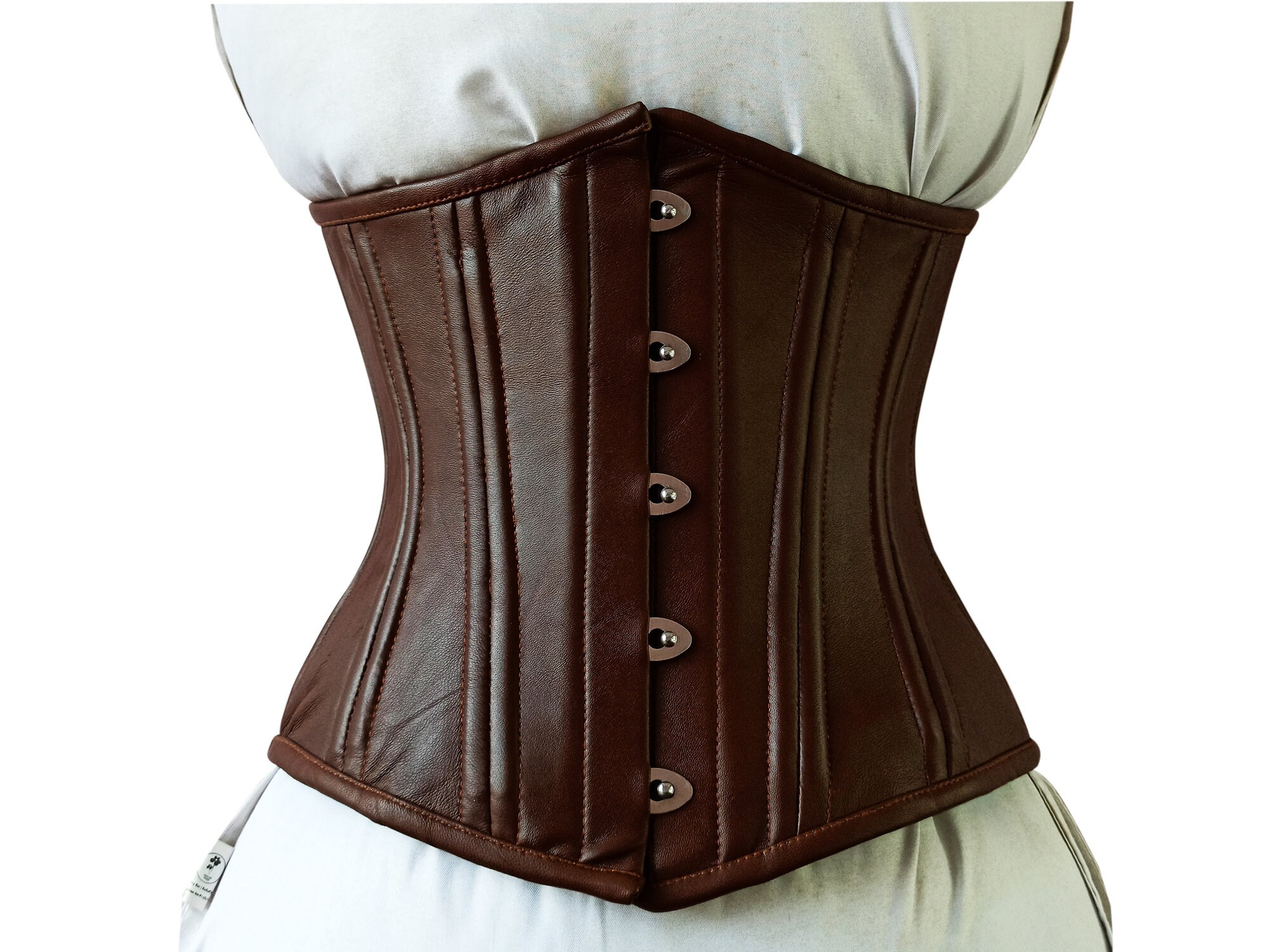 Brown Leather Underbust Waist Training Corset Etsy