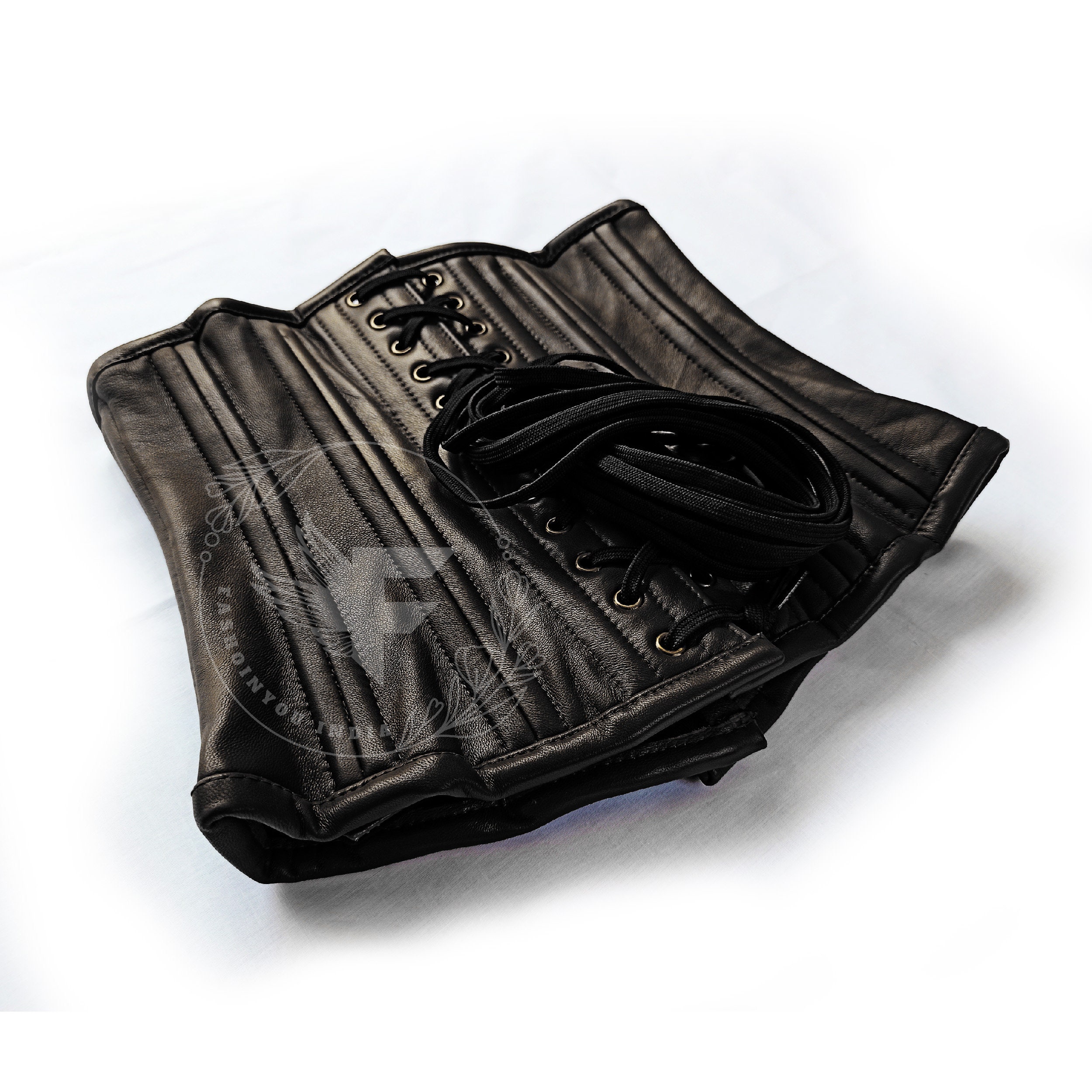 Lark Black Genuine Leather Steel Boned Waist Trainer Underbust Corset for  Waist Shaping 