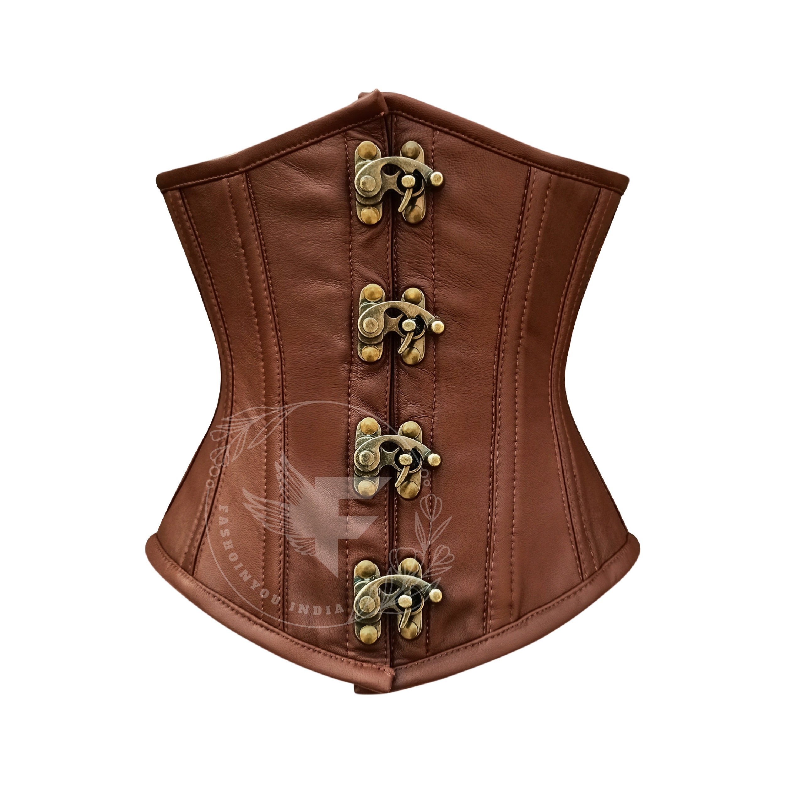 Amaryllis Heavy Duty Waist Trainer Steel Boned Leather Corset in Brown  Steampunk Corset for Dress Leather Corset Belt in Plus Size 