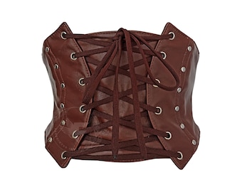 Brown Corset Belt: Adjustable Plus Size Waist Cincher Renaissance Corset