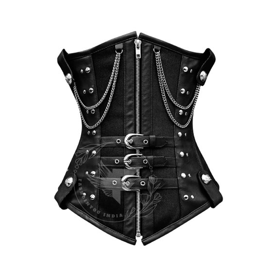 Feronia Leather Underbust Corset Belt Steel Boned Shapewear for