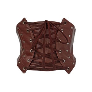 Vintage Brown Leather Underbust Corset Belt: Adjustable Waist Shaper