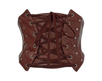 Custom Vintage Leather Underbust Corset Belt Elegant Waist