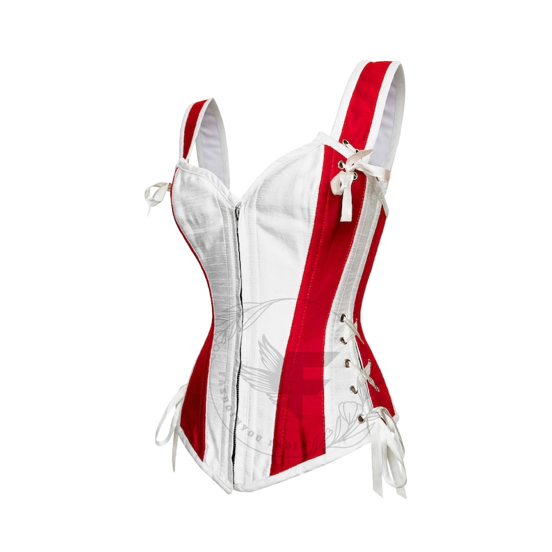 Red and White Silk Corset for Waist Shaping