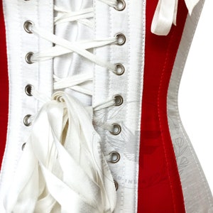 Luxurious Silk Body Shaper Corset in White and Red