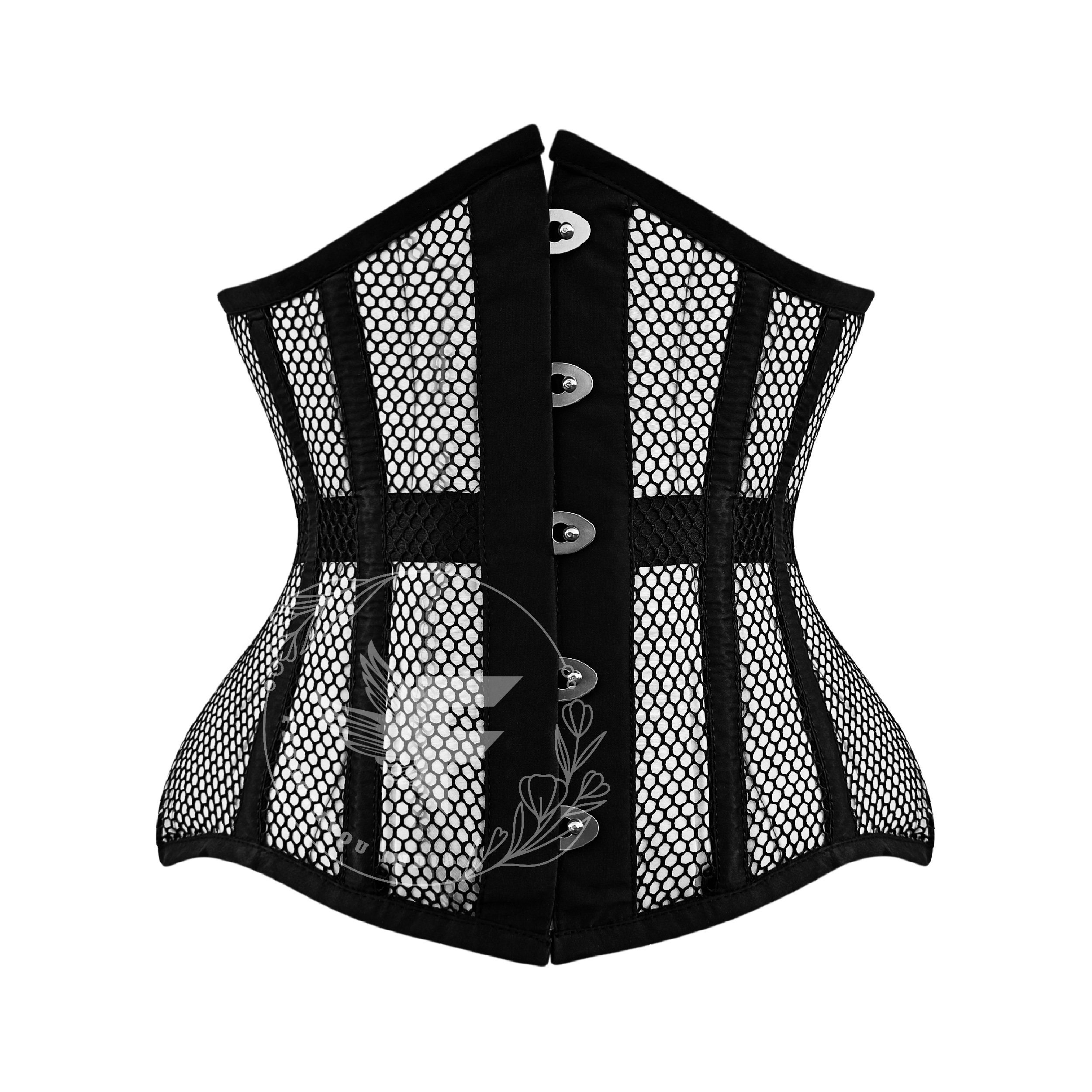 Allegra K Women's Gothic Satin Lace Up Waist Cincher Bustier Over Bust  Corsets Shapewear Black S