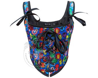 Super Hero Corset Top Cosplay Costume: Victorian Renaissance Satin Bustier Top