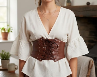 Brown Corset Belt: Adjustable Plus Size Waist Cincher Renaissance Corset