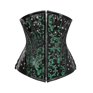 Brocade Underbust Corset Belt: Gothic Punk Faux Leather Waist Trainer