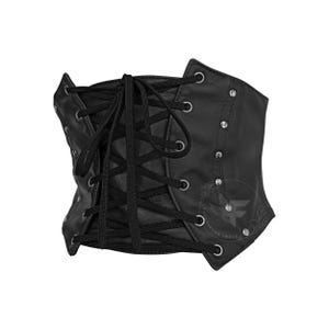Vintage black Leather Underbust Corset Belt: Adjustable Waist Shaper