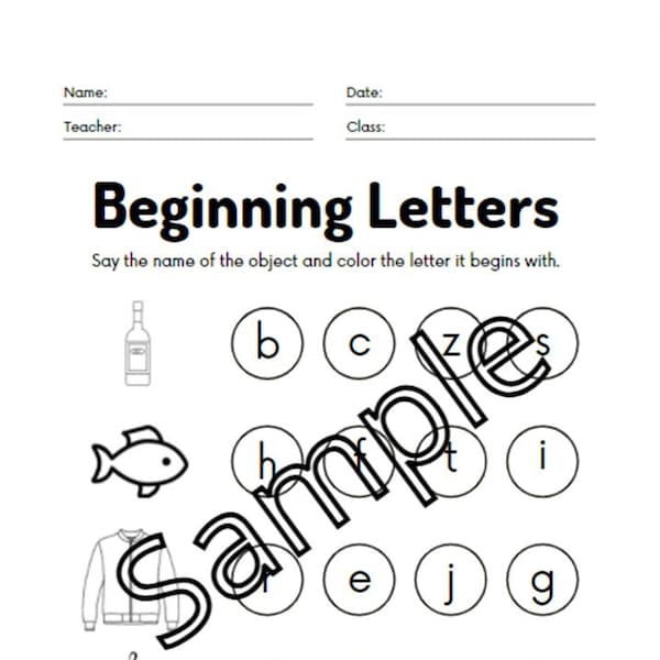 Letter Recognition Worksheets 1st Grade Etsy