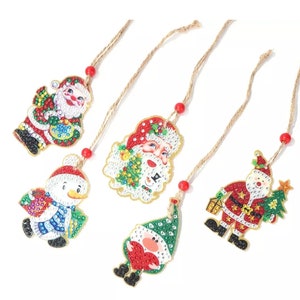 Diamantschilderen kerstversieringen, diy diamantschilderijsets, woondecoratie, vakantiedecor, hangende kerstboomversieringen, knutselsets