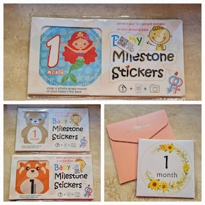 Baby Milestone stickers, Baby&#39;s first year, Baby monthly milestone stickers, set of 12, Baby shower gift, gift for new baby