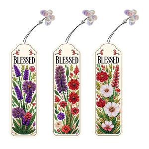 3er Set Diamant Malerei Lesezeichen Kits, Diamant Malerei Blumen Lesezeichen, diy Lesezeichen, Geschenk für Freund, Buchliebhaber,