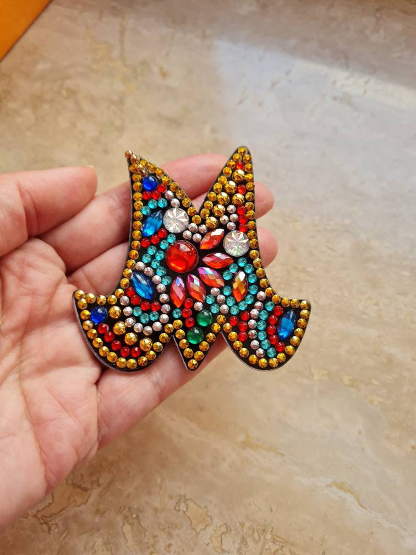 Initial Letter Key Chain Diamond Painting, Completed Diamond Painting