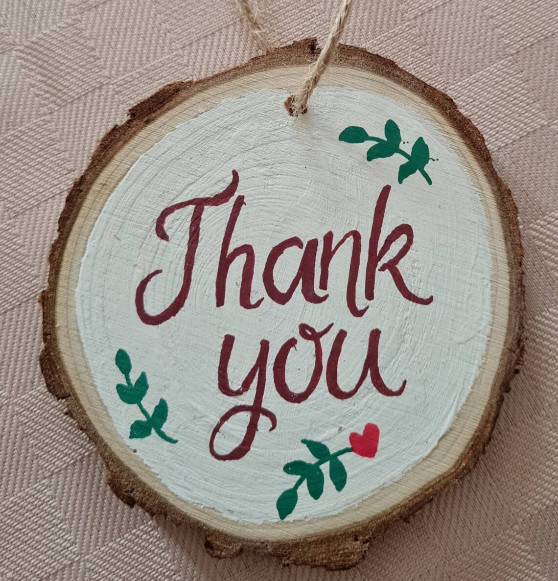 Hand Painted Wood Slice 'thank You', Hanging Ornament, Decoration