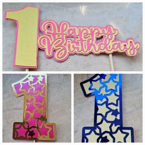 Cake toppers 1st birthday, baby boy and baby girl handmade cake toppers, happy birthday, first birthday, party supplies, cake decor