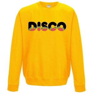 DISCO adult sweatshirt available in yellow, light blue or light pink