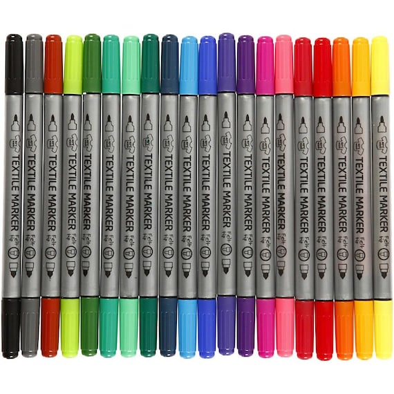 Set of 20 Double Tipped Fabric Pens 