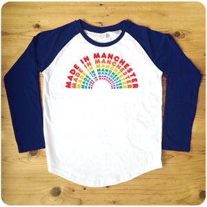 Made In Manchester (or any other text!)  Red or Navy Raglan Baseball Women&#39;s T-Shirt