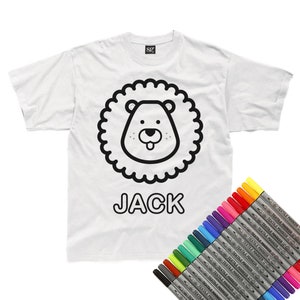 Personalised Colour-In Lion T-Shirt (fabric pens optional)
