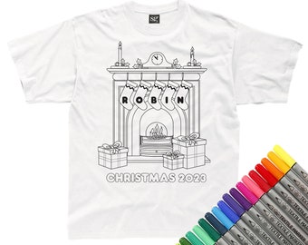 Personalised Christmas Stockings Colour In T-Shirt (fabric pens optional)