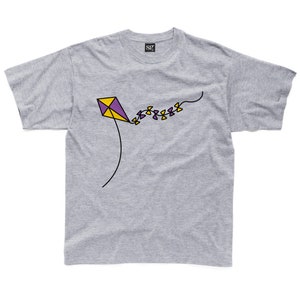 Kite Drawing Kids T-Shirt available in turquoise, yellow, royal blue, pink & grey
