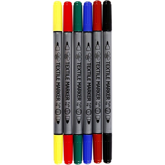 Set of 6 Double Tipped Fabric Pens 