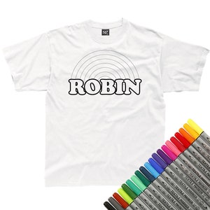 Personalised Retro Rainbow Name Colour In T-Shirt (fabric pens optional)