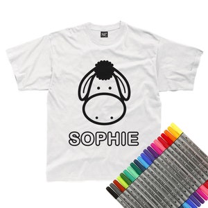 Personalisierte Farbe-In Esel T-Shirt (Stoff Stifte optional)