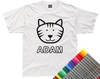 Personalised Colour-In Tiger T-Shirt (fabric pens optional)