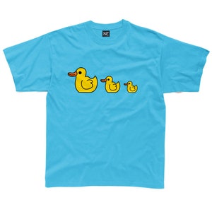 Rubber Ducks camiseta para niños disponible en color turquesa, amarillo, azul real, rosa y gris