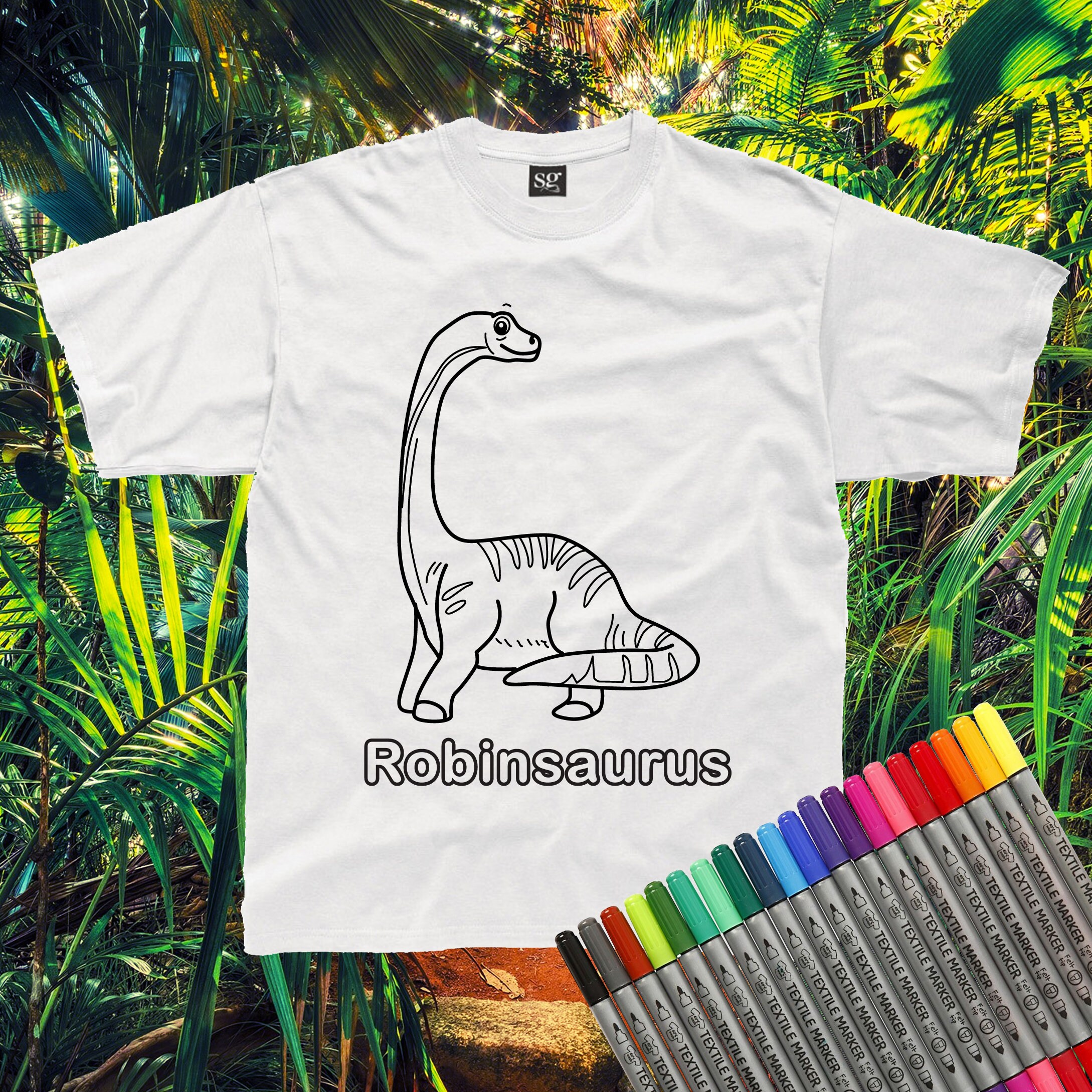 T shirt personnalise Colour In Dinosaur Diplodocus stylos en tissu en option Etsy France