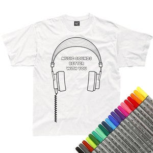 Music Sounds Better With You Colour-In Kids T-Shirt (fabric pens optional)