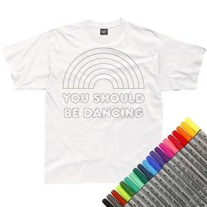 You Should Be Dancing Colour-In Kids T-Shirt (fabric pens optional)