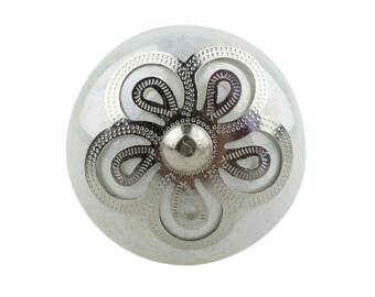 6 er Set 075GN grau Möbelknöpfe Möbelgriffe Möbelknopf Keramik Shabby
