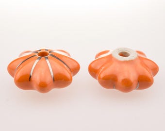 Ceramic body furniture knob furniture knob ceramic shabby chest of drawers vintage (without screws and fastening material) 15019 orange