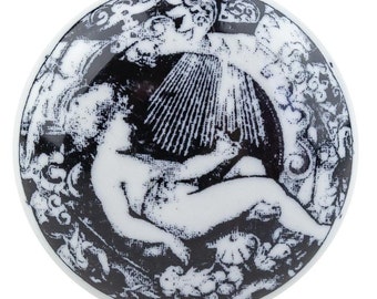 1 Furniture Button SD-104 Black White Angel TransferPrinting Indian Furniture Buttons Handmade Furniture Handles Furniture Button Furniture Knob Ceramic Shabby