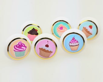 Set of 6 Mix Small Furniture Buttons Plastic Furniture Handles Furniture Knob Furniture Knob Shabby Chest of Drawer Cupcake (Supplied with Screw)