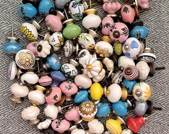 Surprise selection - 1 pc hand-painted Indian furniture knobs, furniture handles, furniture knob, ceramic shabby chest of drawers