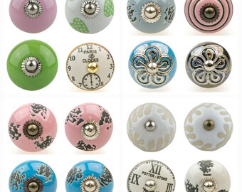 16 Pcs. Hand Painted Indian Furniture Knobs Furniture Handles Furniture Knob Furniture Knob Ceramic Shabby Dresser Mixture (2)