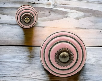 1 furniture knob pink shabby 126GN / 126GN_SM hand-painted Indian furniture knobs furniture handles furniture knob ceramic dresser