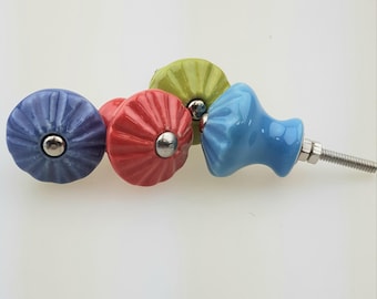 Hand-painted Indian furniture knob trumpet shape furniture handles furniture knob ceramic shabby chest of drawers vintage