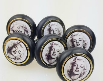 Set of 6 Small Furniture Buttons Plastic Furniture Handles Furniture Knob Furniture Knob Shabby Dresser Marilyn Monroe (Supplied with Screw)