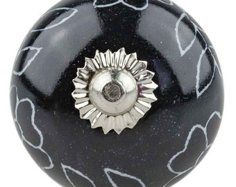 1 furniture knob black 033GN hand-painted Indian furniture knobs furniture handles furniture knob furniture knob ceramic shabby chest of drawers