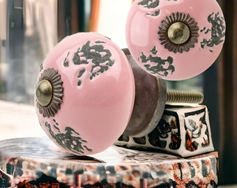 Möbelknopf rosa shabby 120GN  handbemalte indische Möbelknöpfe Möbelgriffe Möbelknopf Möbelknauf Keramik  Kommode