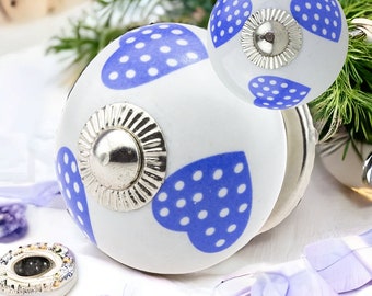 1 Furniture Button Heart Blue 17001-LB Hand Painted Indian Furniture Knobs Furniture Handles Furniture Button Furniture Knob Ceramic Shabby Chest of Drawers
