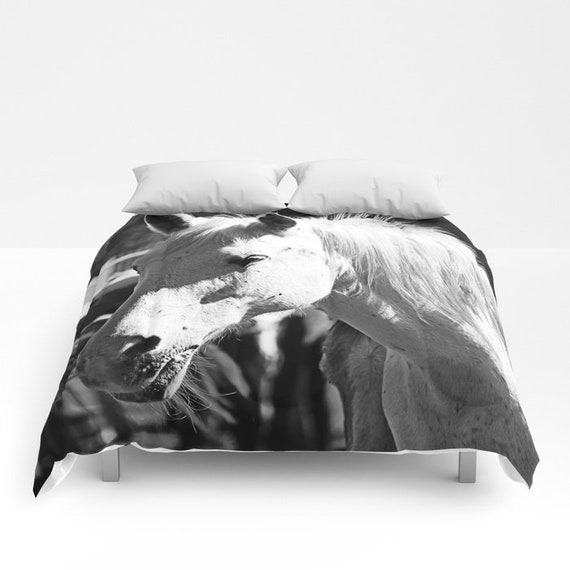 Horse Comforter Horse Blanket Horse Bedding Black & White Etsy
