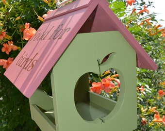 Multicolored Bird Feeder Made Of Natural Wood Handmade Etsy